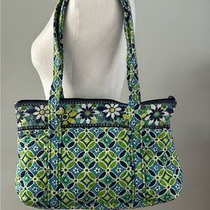 Vera Bradley Floral Diamond Tote - Blue and Green